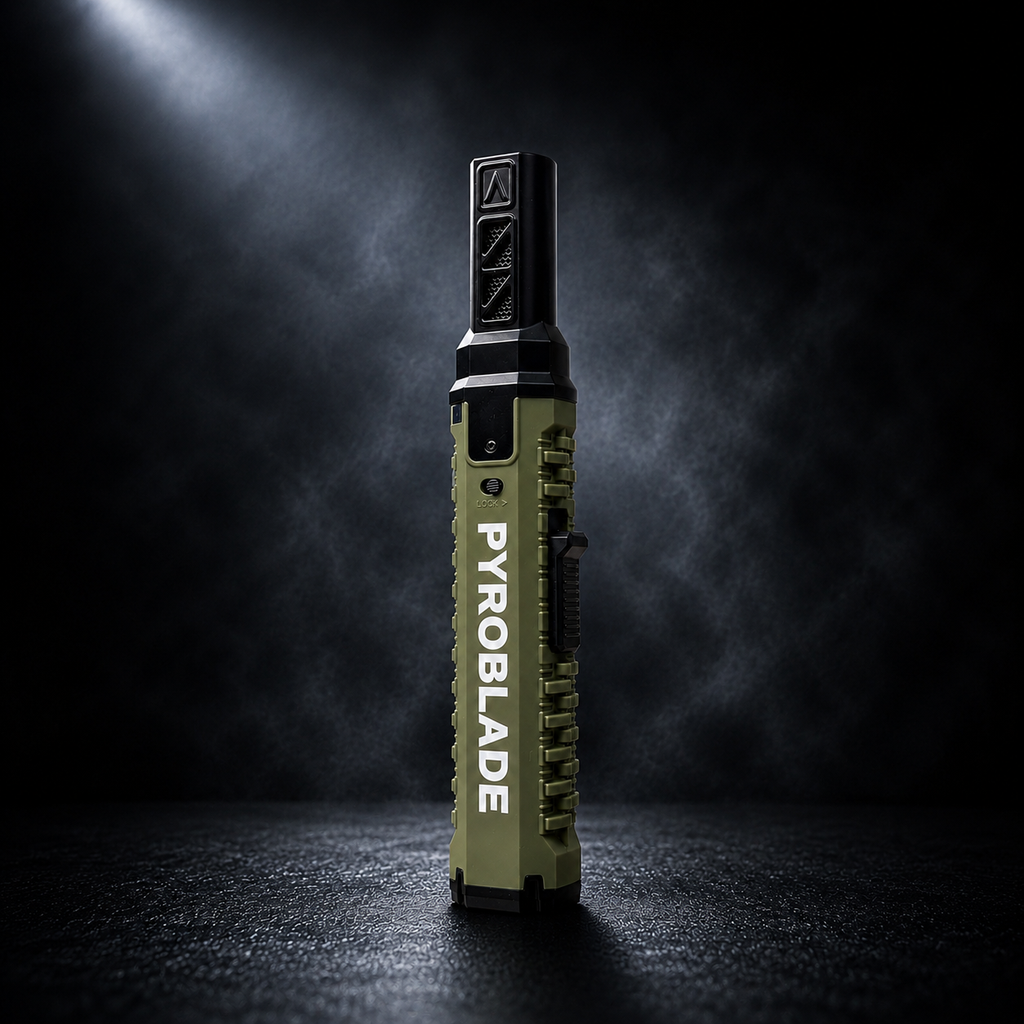 Grønn Pyroblade Apex stormlighter på mørk bakgrunn